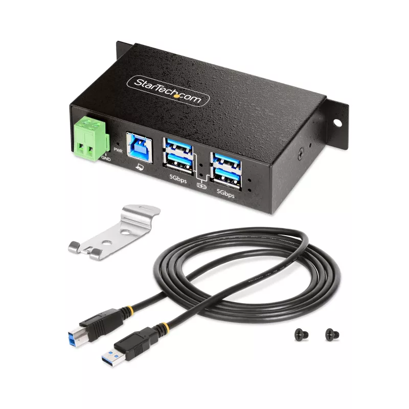 StarTech.com 5G4AINDRM-USB-A-HUB Hub διασύνδεσης USB 3.2 Gen 1 (3.1 Gen 1) Type-B 5000 Mbit/s Μαύρο