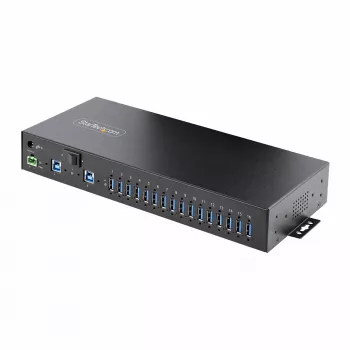 StarTech.com Hub USB 5Gbps Βιομηχανικό 16 Θυρών με τροφοδοτικό, Μεταλλικό κουτί, τοποθετήσιμο, προστασία ESD, τροφοδοσία με ακροδέκτες, λειτουργία φόρτισης USB, διακόπτης διπλού host – TAA