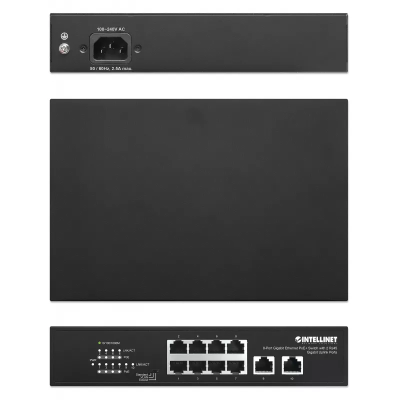 Intellinet Switch Gigabit Ethernet PoE+ 8 θυρών 120W 2 θύρες uplink