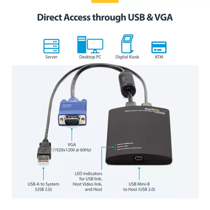 StarTech.com Προσαρμογέας φορητού υπολογιστή KVM console σε USB 2.0 Crash Cart