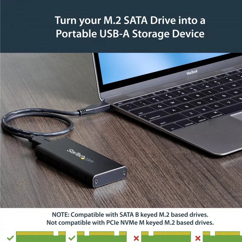 StarTech.com Θήκη M.2 SSD για M.2 SATA SSD - USB 3.1 (10 Gbit/s) με καλώδιο USB-C
