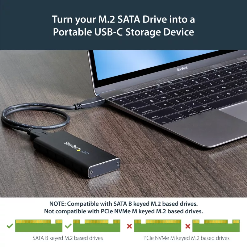 StarTech.com Θήκη M.2 SSD για M.2 SATA SSD - USB 3.1 (10 Gbit/s) με καλώδιο USB-C