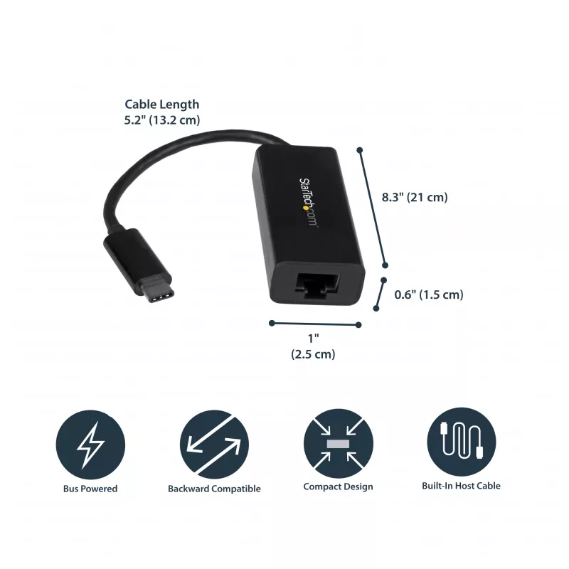 StarTech.com Προσαρμογέας USB-C σε Gigabit Ethernet - Μαύρο