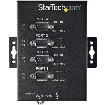StarTech.com 4 Port Serial Hub Αντάπτορας USB σε RS232/RS485/RS422 - Βιομηχανικός μετατροπέας USB 2.0 σε DB9 Serial Hub - Πιστοποίηση IP30 - Μεταλλικό serial hub για τοποθέτηση σε ράγα DIN - Προστασία ESD 15kV