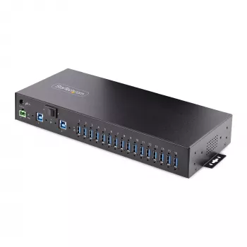 StarTech.com 16-Port Βιομηχανικό USB 3.0 Hub 5Gbps, μέταλλο, τοποθέτηση DIN/επιφάνειας/rack, προστασία ESD, τροφοδοσία με κλέμμα, έως 120 W κοινής φόρτισης USB, Dual-Host Hub/Switch