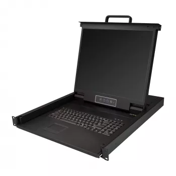 StarTech.com Κονσόλα KVM για rack – KVM VGA μονής θύρας με οθόνη LCD 19 ιντσών για ερμάριο διακομιστή – Πλήρως εξοπλισμένο συρτάρι KVM LCD 1HE με καλώδια & υλικό – Υποστήριξη USB – 50.000 MTBF