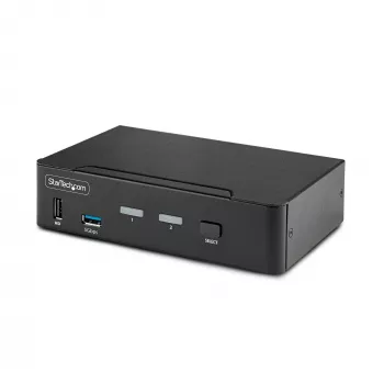 StarTech.com Διακόπτης KVM DisplayPort 2 θυρών, 8K 60Hz / 4K 144Hz, Μονή οθόνη, DP 1.4, 2x θύρες USB 3.0, 4x θύρες USB 2.0 HID, Εναλλαγή με κουμπιά & hotkey, Συμμόρφωση TAA - Ανεξάρτητο λειτουργικού συστήματος, Μεταλλικό κουτί