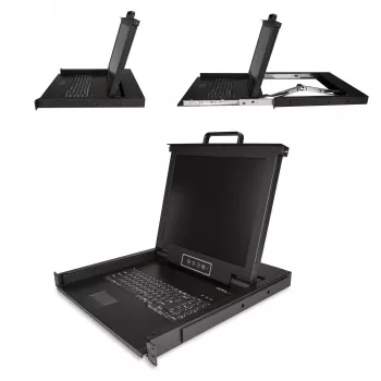 StarTech.com Κονσόλα KVM Rackmount - KVM VGA Single Port με οθόνη LCD 17 ιντσών για rack διακομιστή - Πλήρως εξοπλισμένο συρτάρι LCD KVM 1U με καλώδια & υλικό - Υποστήριξη USB - 50.000 MTBF