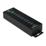 StarTech.com Hub USB 3.0 10 Θυρών με τροφοδοτικό - Βιομηχανικό Hub USB-A από μέταλλο με προστασία ESD και υπέρτασης 350 W – Τοποθέτηση σε ράγα DIN/τοίχο/τραπέζι - High-Speed Hub USB 3.2 Gen 1 (5 Gbit/s)