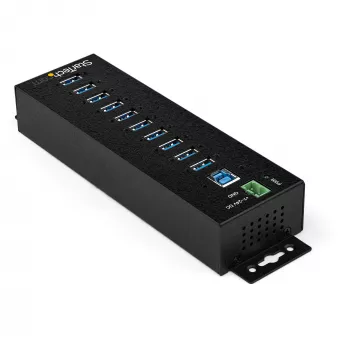StarTech.com Hub USB 3.0 10 Θυρών με τροφοδοτικό - Βιομηχανικό Hub USB-A από μέταλλο με προστασία ESD και υπέρτασης 350 W – Τοποθέτηση σε ράγα DIN/τοίχο/τραπέζι - High-Speed Hub USB 3.2 Gen 1 (5 Gbit/s)
