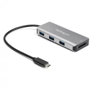 StarTech.com HB31C3ASDMB διανομέας USB-C 3 θυρών με συσκευή ανάγνωσης καρτών SD, 3x USB-A, 10 Gbps, USB 3.1, τροφοδοσία από τη θύρα, καλώδιο 25 cm, συμβατός με Thunderbolt 3