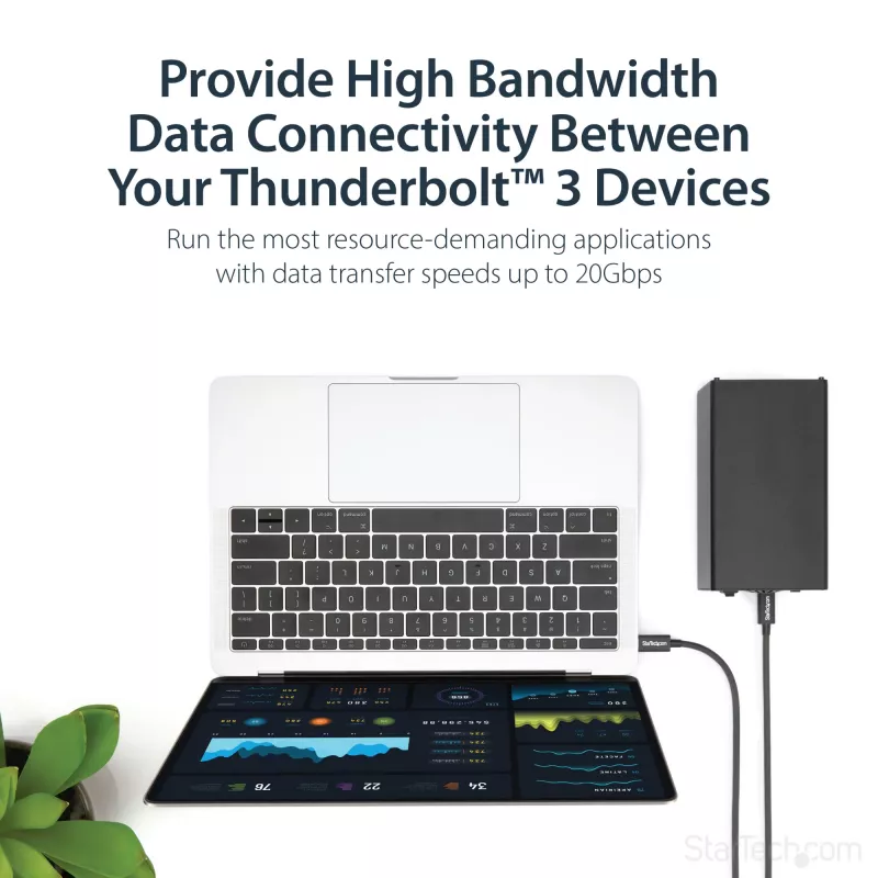 StarTech.com Καλώδιο USB-C Thunderbolt 3 (20Gbps) 1m – Συμβατό με Thunderbolt, USB και DisplayPort