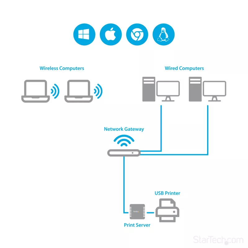 StarTech.com 10/100Mbps Ethernet σε USB 2.0 διακομιστής εκτύπωσης LPR