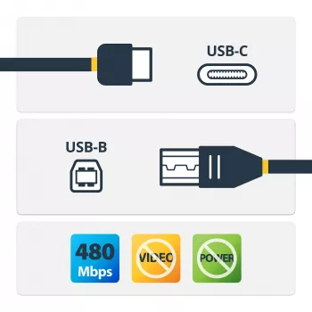 StarTech.com Καλώδιο εκτυπωτή USB-C σε USB-B - M/M - 3 m (10 ft.) - USB 2.0