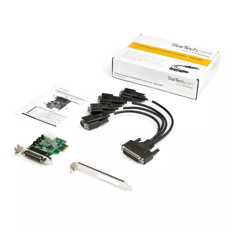 StarTech.com κάρτα προσαρμογέα PCI Express RS232 Serial 4 θυρών – PCIe RS232 Serial Host Controller Card – PCIe σε σειριακό DB9 – 16950 UART – κάρτα επέκτασης Low-Profile – Windows/Linux – TAA