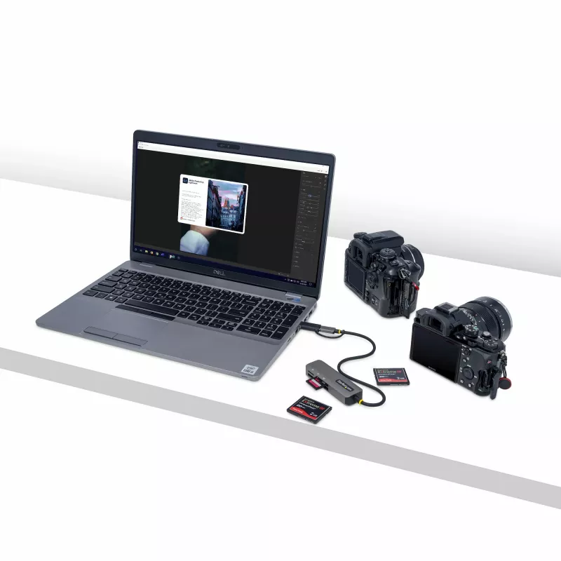 StarTech.com FCREADMICRO3V2 συσκευή ανάγνωσης καρτών μνήμης πολλαπλών μέσων USB 3.0, SD/microSD/CompactFlash, USB-C με προσαρμογέα USB-A, 5 Gbps