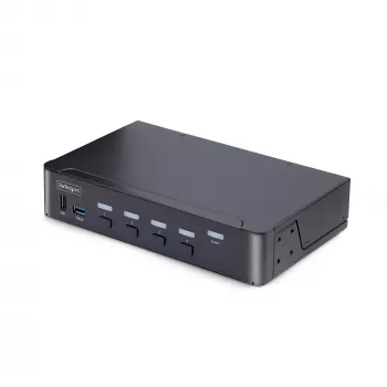 StarTech.com διακόπτης KVM DisplayPort 4 θυρών, 8K 60Hz / 4K 144Hz, Single Display, DP 1.4, 2x θύρες USB 3.0, 4x θύρες USB 2.0 HID, εναλλαγή με κουμπί & hotkey, συμμορφούμενο με TAA - ανεξάρτητο λειτουργικού συστήματος, μεταλλικό κουτί