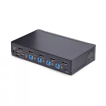 StarTech.com διακόπτης KVM DisplayPort 4 θυρών, 8K 60Hz / 4K 144Hz, Single Display, DP 1.4, 2x θύρες USB 3.0, 4x θύρες USB 2.0 HID, εναλλαγή με κουμπί & hotkey, συμμορφούμενο με TAA - ανεξάρτητο λειτουργικού συστήματος, μεταλλικό κουτί