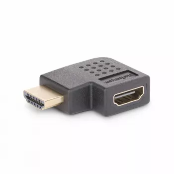 StarTech.com Ορθογώνιος προσαρμογέας HDMI 2.0, βύσμα αρσενικό σε υποδοχή θηλυκή, οριζόντια 90 μοιρών γωνιακή προστασία θύρας HDMI, 4K 60Hz, επέκταση σύνδεσης High Speed HDMI, M/F