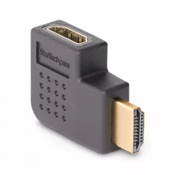 StarTech.com Ορθογώνιος προσαρμογέας HDMI 2.0, βύσμα αρσενικό σε υποδοχή θηλυκή, οριζόντια 90 μοιρών γωνιακή προστασία θύρας HDMI, 4K 60Hz, επέκταση σύνδεσης High Speed HDMI, M/F