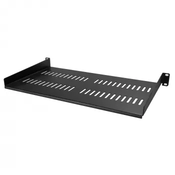 StarTech.com Ράφι για rack διακομιστή 1U – καθολικό, αεριζόμενο ράφι βραχίονα για rack 19 ιντσών και θήκες δικτύου – ανθεκτικό από χάλυβα – ικανότητα φόρτωσης 20 kg – ράφι βάθους 10 ιντσών, μαύρο