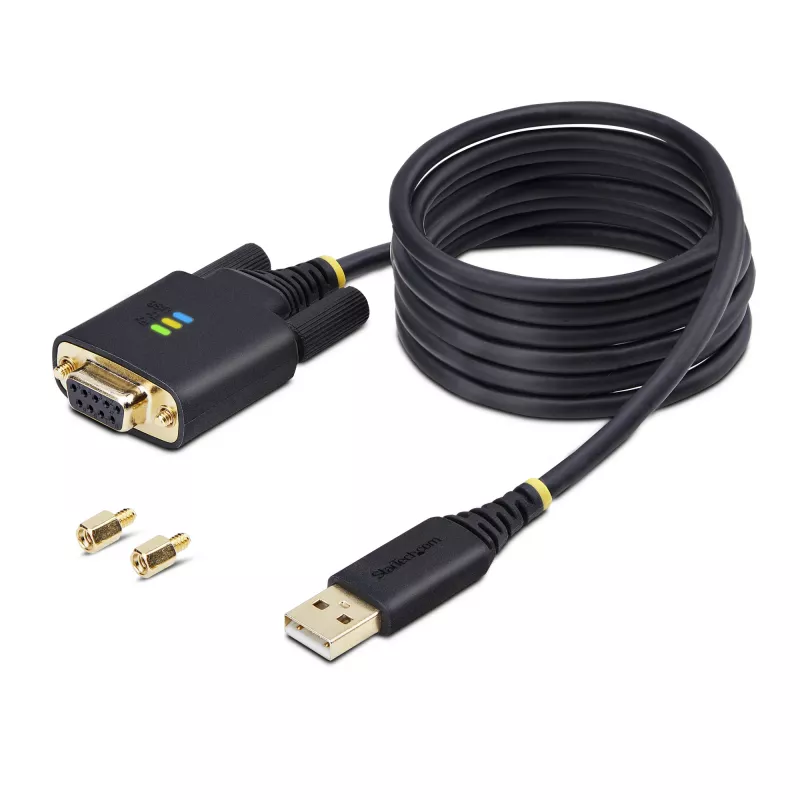 StarTech.com Καλώδιο προσαρμογέα USB σε σειριακό null modem 2m, COM, FTDI, USB-A σε DB9 RS232, αντικαταστάσιμες βίδες/παξιμάδια DB9, Windows/macOS/Linux