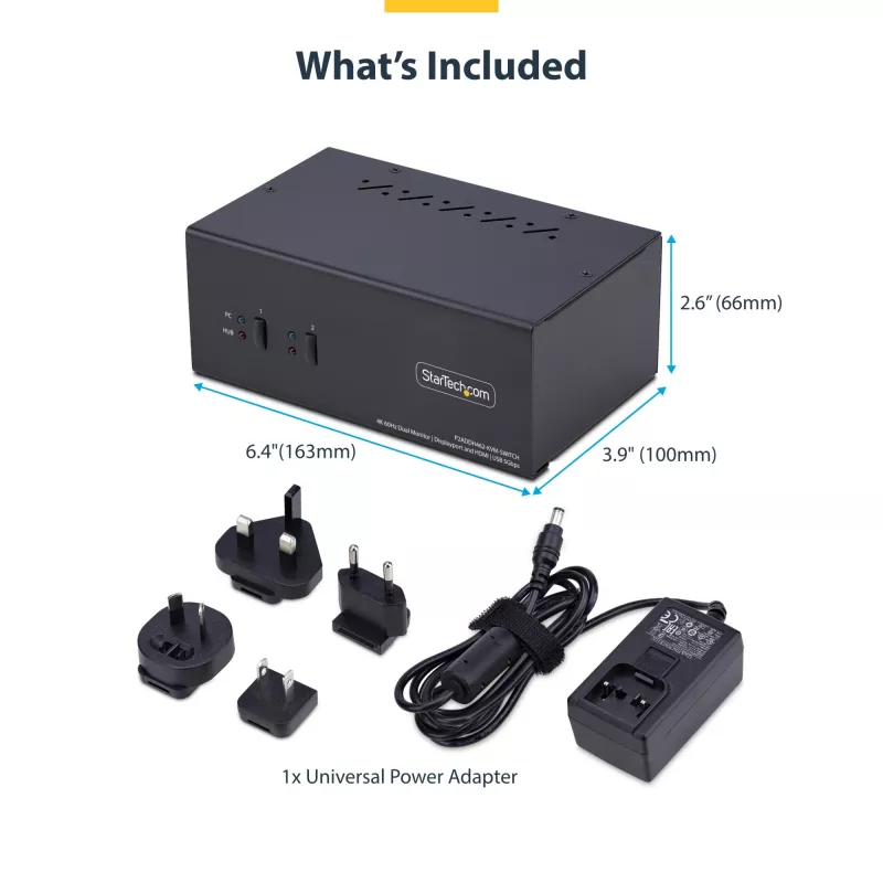 StarTech.com P2ADDH462-KVM-SWITCH Διακόπτης KVM Μαύρο