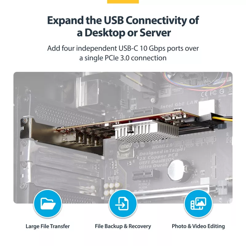 StarTech.com Κάρτα PCIe USB Type-C 4 θυρών, USB 3.2 10Gbps, Κάρτα επέκτασης USB-C PCI Express, 4x ανεξάρτητοι ελεγκτές USB, Windows/Linux/macOS, συμμορφούμενη με TAA