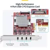 StarTech.com Κάρτα PCIe USB Type-C 4 θυρών, USB 3.2 10Gbps, Κάρτα επέκτασης USB-C PCI Express, 4x ανεξάρτητοι ελεγκτές USB, Windows/Linux/macOS, συμμορφούμενη με TAA
