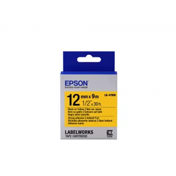 Epson Label Cartridge Strong Adhesive LK-4YBW Μαύρο/Κίτρινο 12 mm (9 m)