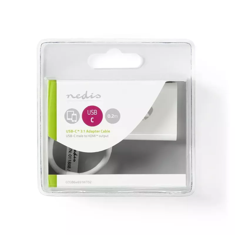 Nedis CCGB64651WT02 αντάπτορας USB-C σε HDMI USB 3.2 Gen1, 0,20 m, επινικελωμένος, PVC, λευκός