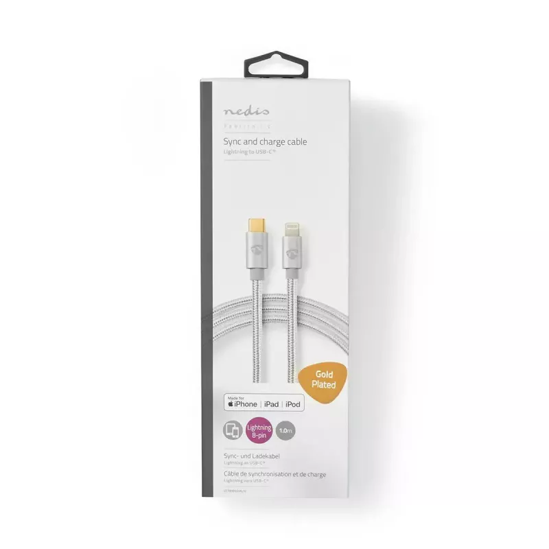 Καλώδιο Lightning Nedis CCTB39650AL10 1m Αλουμίνιο USB C