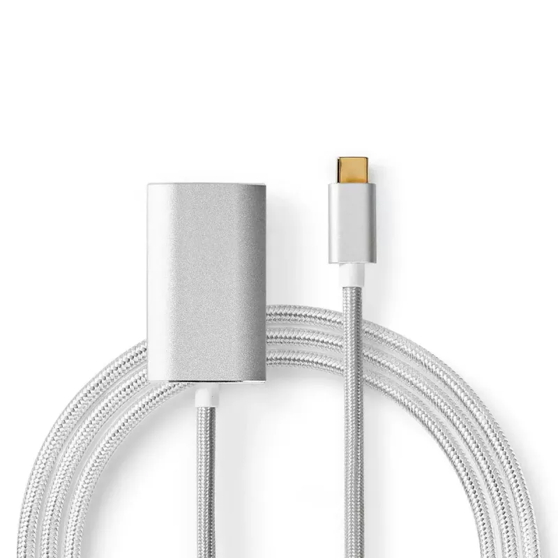 Nedis CCTB64680AL20 Αντάπτορας καλωδίου βίντεο 2 m HDMI Type A USB Type-C ασημί