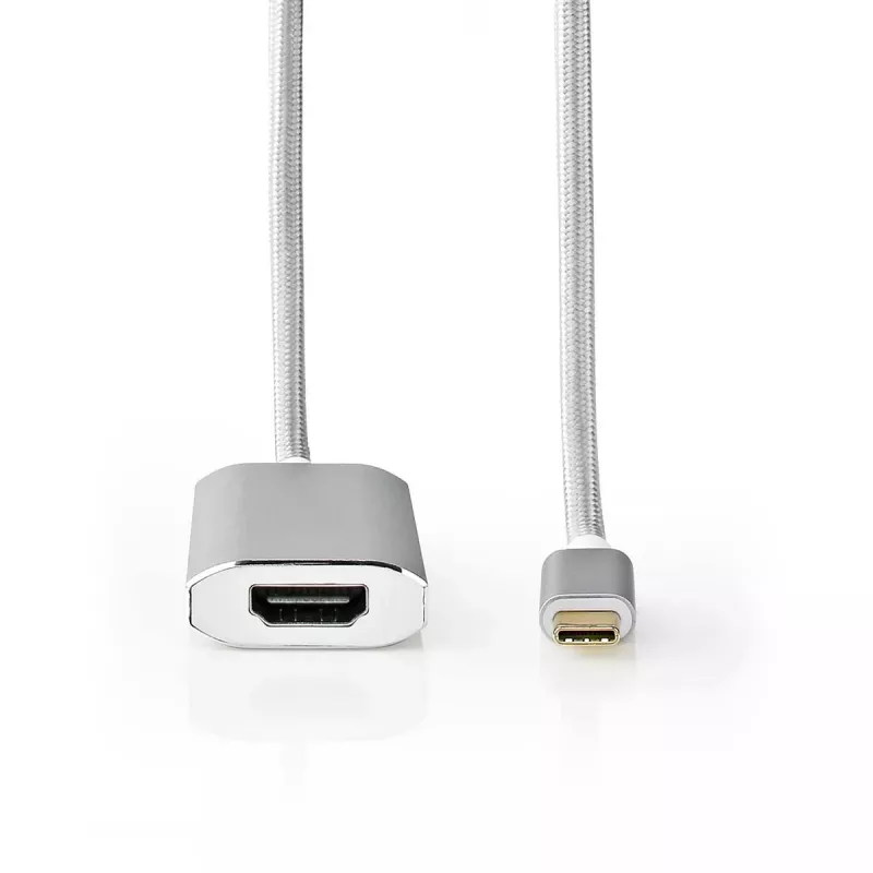 Nedis CCTB64680AL20 Αντάπτορας καλωδίου βίντεο 2 m HDMI Type A USB Type-C ασημί