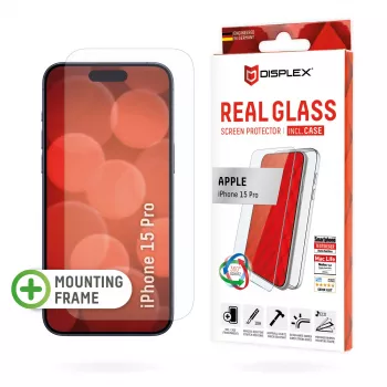 Μεμβράνη προστασίας οθόνης Displex + θήκη για Apple iPhone 15 Pro, Eco-Montagerahmen, ανθεκτική στις γρατσουνιές