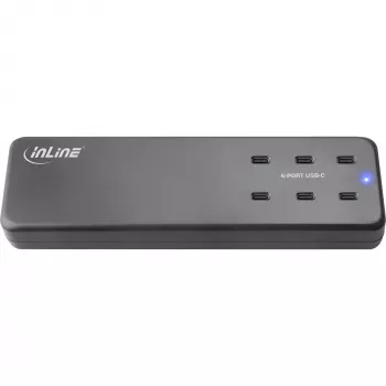 Τροφοδοτικό πολλαπλών θυρών InLine, φορτιστής, 6x USB-C, PD 3.0, GaN, μαύρο