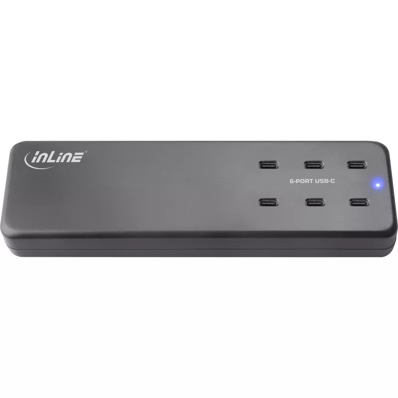 Τροφοδοτικό πολλαπλών θυρών InLine, φορτιστής, 6x USB-C, PD 3.0, GaN, μαύρο