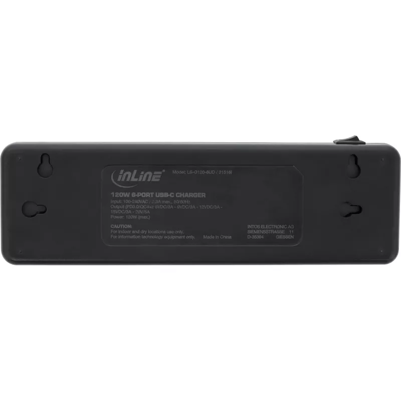 Τροφοδοτικό πολλαπλών θυρών InLine, φορτιστής, 6x USB-C, PD 3.0, GaN, μαύρο