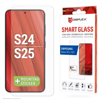 Displex Smart Glass (9H) για Samsung Galaxy S24/S25, αυτοκόλλητο τοποθέτησης, άθραυστο
