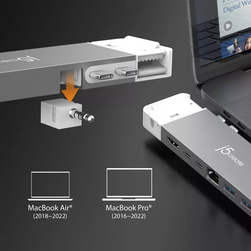 USB Hub j5create JCD395 4K60 Elite Pro ενσύρματο USB4 με κιτ MagSafe