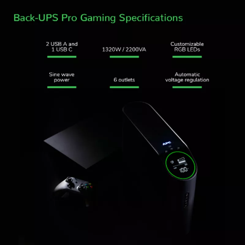 APC Back-UPS Pro BGM2200B-GR - 2200VA/1320W, 4x Schuko & 2x C13 πρίζες, 3x φορτιστής USB, θύρα δεδομένων USB