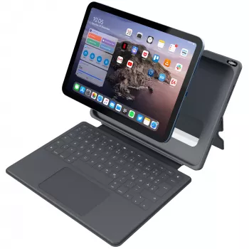 ASTAR DEQSTER Smart Rugged Touch Plus πληκτρολόγιο για iPad 10,9 inch — QWERTZ γερμανικό, μηχανικοί διακόπτες, Smart Connector docking, γκρι