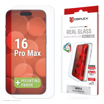 Μεμβράνη προστασίας οθόνης + θήκη Displex για Apple iPhone 16 Pro Max, Eco πλαίσιο τοποθέτησης, ανθεκτική στις γρατσουνιές