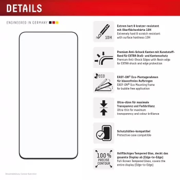Displex Premium Displayschutzfolie (Full Cover, 10H) για Samsung Galaxy S25 FE/S24 FE, Eco Montagerahmen, Full Cover