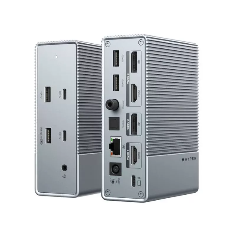HyperDrive GEN2 HDG215-EUZ σταθμός σύνδεσης USB-C 15-in-1, 2x HDMI, 2x DisplayPort, 100W Power Delivery, ασημί