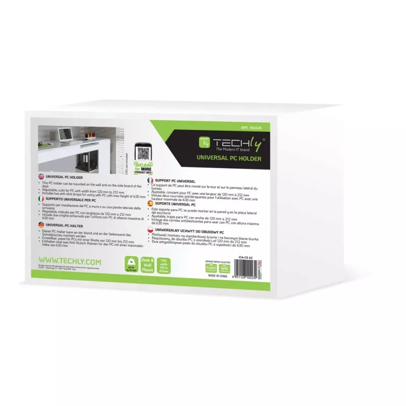 Techly 102239 πλαϊνή βάση για κουτί υπολογιστή, μαύρη
