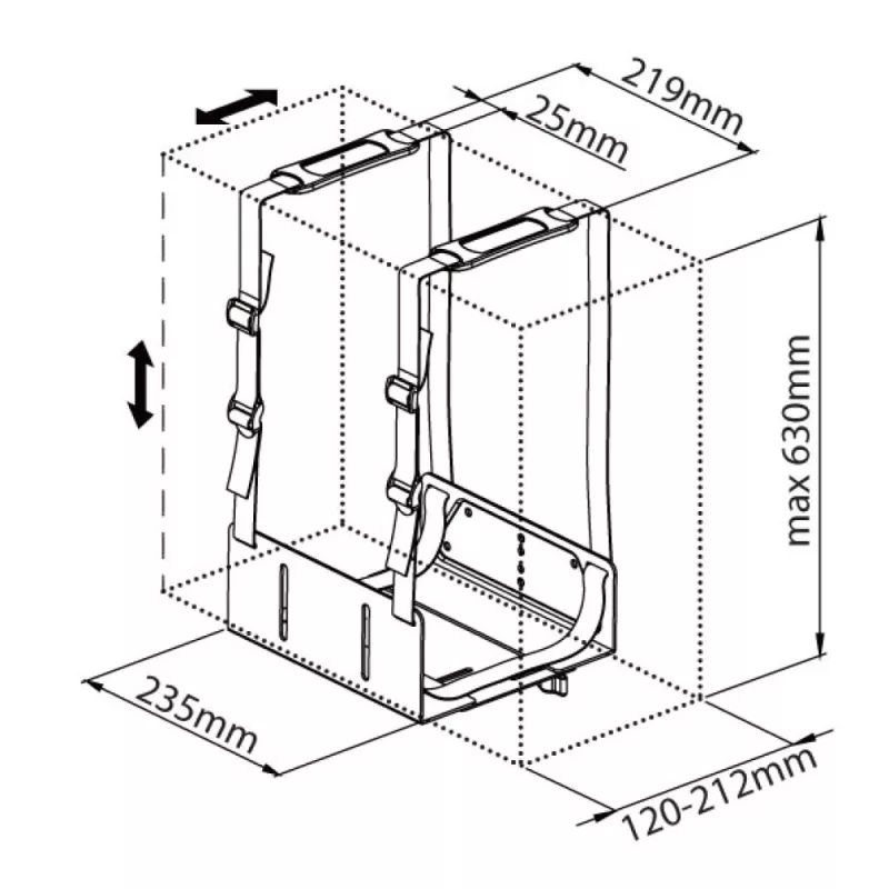 Techly 102239 πλαϊνή βάση για κουτί υπολογιστή, μαύρη