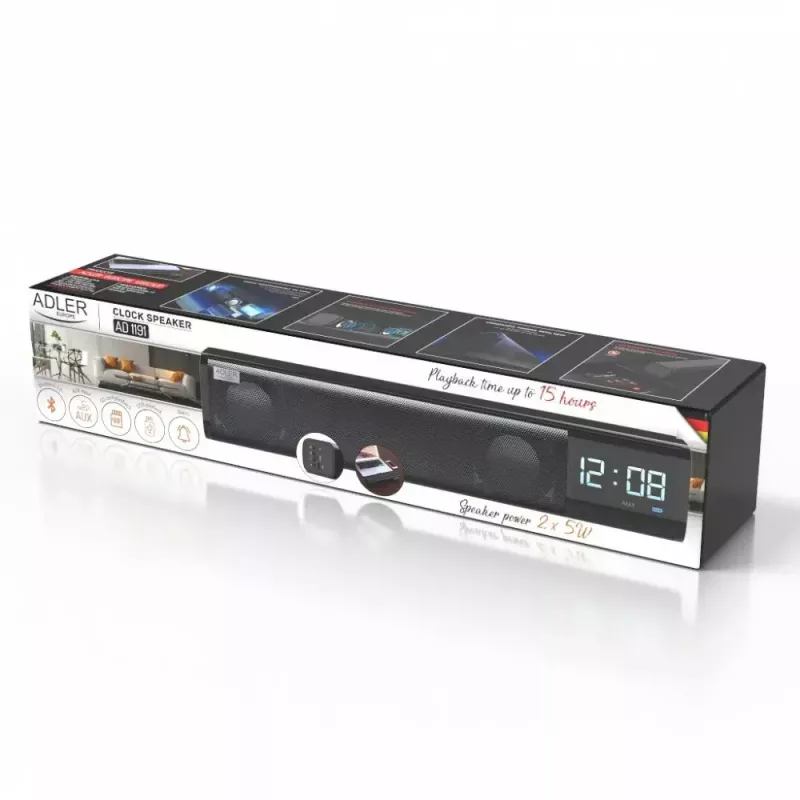 Φορητό ηχείο Bluetooth Adler AD 1191 5W, ασύρματο, συμπαγές, μαύρο
