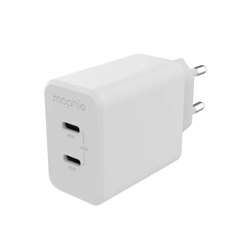 Αξεσουάρ mophie, τροφοδοτικό – USB-C-PD-DUAL-45W-GAN – Λευκό – EU (2x USB-C)
