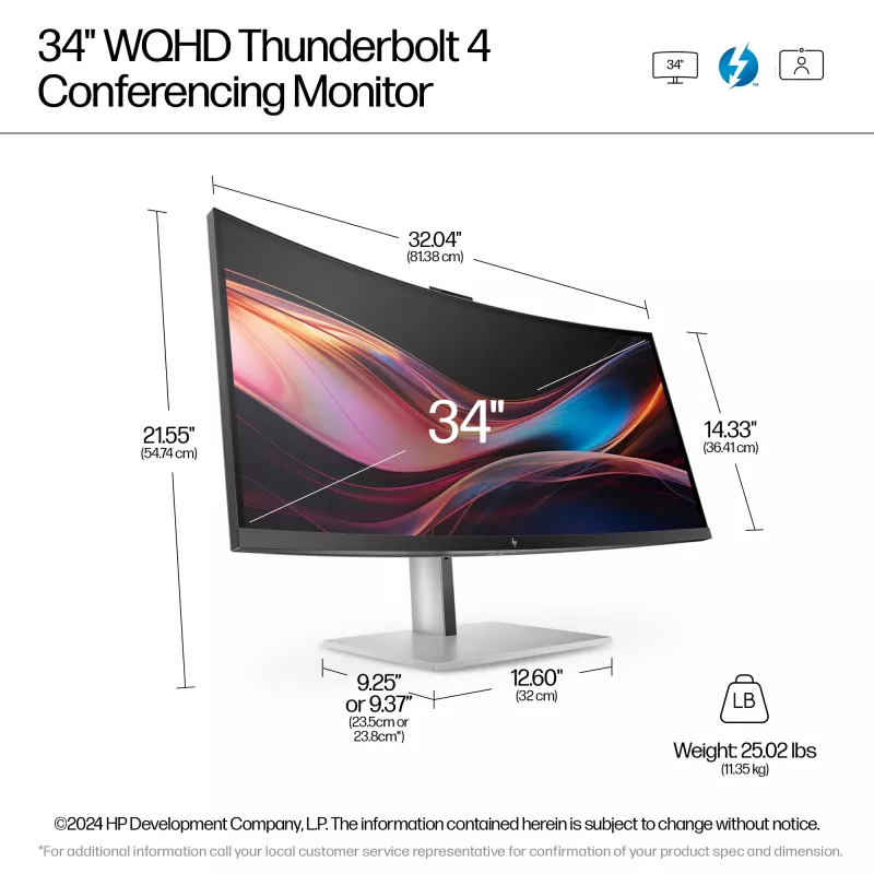 HP Series 7 Pro 34 ίντσες WQHD Οθόνη συνεδριάσεων - 734pm